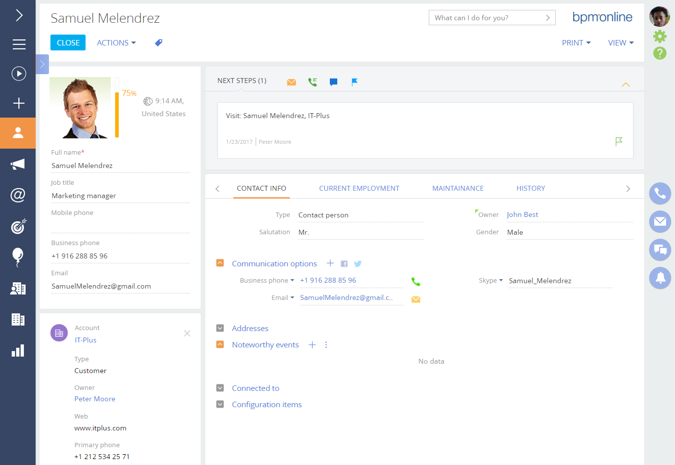 bpmonline Web Based Contact Management Software